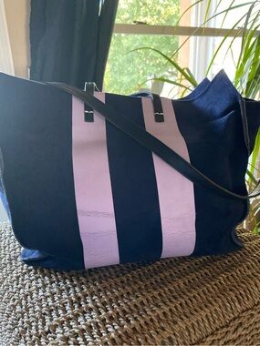 Clare V. Purple Suede Tote Lavender Stripe Shoulder Bag